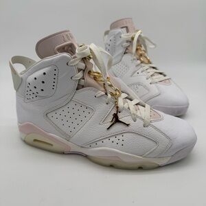 Air Jordan 6 Retro Gold Hoops White/Pink/Gold Size 11.5